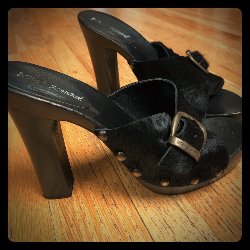 Vintage Betsey Johnson Pony hair & Wood heels